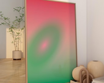 Gradient Poster Green Pink, Psychedelic Home Decor, Gradient Poster, Aura Print, Dopamin Poster Spark