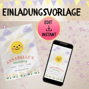 Kindergeburtstag Einladung Digitale Einladung Vorlage Digitale Einladungsvorlage WhatsApp Einladung Canva Vorlage Digital Download
