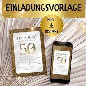 Digitale Einladung WhatsApp 50. Geburtstag Canva Vorlage für 50er Geburtstagsfeier Einladung 50. Geburtstag elektronisch versenden Digital