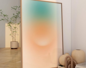 Blaues Psychedelisches Wand Kunst Aura Poster Preppy Wohnheim Dekor Ästhetisches Plakat Engel Zahlen Druck Orange spirituelles Geschenk für sie Digitaler Download