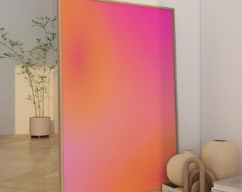 Leinwand: Pink Aura Wall Art Canvas, Dopamine Home Decor, Energy Art, Colorful Print, Aura Poster, Psychedelic Poster, Spiritual Gift