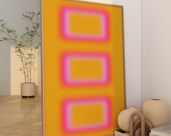 Gradient Poster Yellow Dopamin Poster Aura Print Dopamine Decor Aura Wall Art Light Pink Aura Wellness Wall Art Gradient Colourful Poster