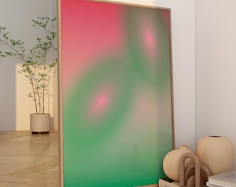 Gradient Poster Green Pink, Gradient Poster, Aura Print, Psychedelic Home Decor, Dopamin Poster Spark