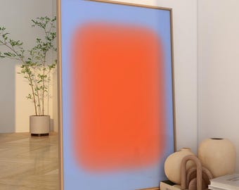 Psychedelic Poster orange gradient print, Gradient Wall Art, Aura Poster, Aura Wall Art, Dopamin Decor Print, Aura Print turquoise