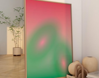 Gradient Poster Green Pink, Psychedelic Home Decor, Gradient Poster, Aura Print, Dopamin Poster Spark