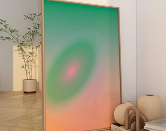 Gradient Poster Green, Psychedelic Wall Art, Aura Print, Dopamin Poster Spark