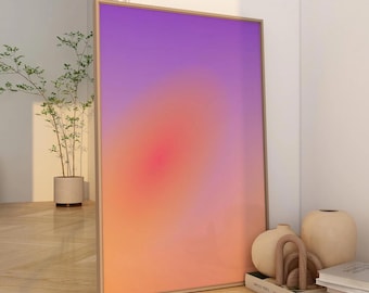 Purple Gradient Wall Art Canvas, Dopamin Canvas, Psychedelic Decor, Dopamin Wall Art, Aura Print on Canvas, Aura Purple Orange