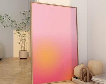 Gradient Aura Poster Pink Orange Gradient Art Digital Download Aura Energy Spiritual Wall Art Aura Print Manifestation Poster Gift for Her