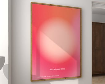 Attract Good Things Aura Poster Vintage Light Red Aura Poster Spiritual Poster Gift Positive Affirmation Attract Good Things Gradient Art