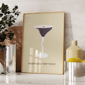 Martini Wall Art Kitchen Decor Martini Poster Printable Wall Art Bar Cart Prints Espresso Martini Cocktail Poster Beige Digital Download