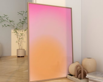 Cartel de aura degradada Póster de desenfoque rosa Impresión de aura Arte de pared de aura Regalo espiritual para sus carteles de arte de pared imprimibles Decoración de habitación preppy estética