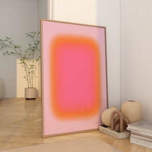 Andlig väggkonst Aura-poster Estetisk rumsdekor Rosa Aura-poster Positiv energiposter Rosa toning Väggkonst Digital nedladdning