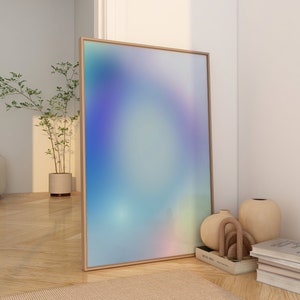 Aura Poster Blau Farbverlauf Aura Poster Vintage Positive Energie Poster Trendy Wandkunst Spirituelles Poster Blau Print Farbverlaufskunst Digitales Poster