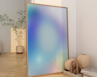 Aura Poster Blue Gradient Aura Print Vintage Positive Energy Poster Trendy Wall Art Spiritual Gift for Her Blue Gradient Art Digital Poster