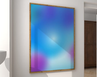Aura Poster Blue Gradient Aura Energy Poster Vintage Positive Energy Print Trendy Wall Art Spiritual Poster Blue Print Digital Download Art