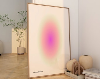 Aura Poster Collection No 8 Aura Print Digital Vintage Poster Gradient Aura Wall Art Light Pink Aura Positive Aura Energy Spiritual Gift