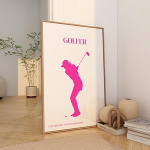 Golf Gifts for Women Pink Golf Poster Retro Vintage Golf Ball Wall Decor Digital Download Printable Art Retro Sports Poster Golf Fan Gifts