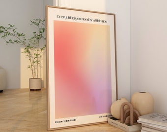 Positive Affirmation Poster Aura Print Gradient Wall Art Light Pink Aura Energy Digital Wall Art Gifts Words of Affirmation Digital Download