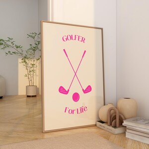 Pink Golf Poster Retro Vintage Golf Wall Decor Golf Gifts for Women Digital Download Printable Art Retro Sports Poster Golf Fan Gifts