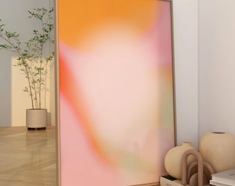 Orange Aura Wandbild, Oranger Farbverlauf, Aura Poster Orange, Psychedelisches Dekor, Oranger Farbverlauf Wandkunst, Orange Dopamin Dekor, Geschenk