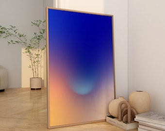 Aura Print Blue Gradient Spiritual Aura Poster Psychedelic Decor Dopamine Print Angel Numbers Poster Printable Gift for Her Digital Download