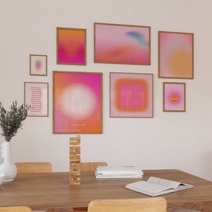 Pink Aura Poster Set Affirmation Poster Gradient Print Gallery Wall-Set Retro Aura Print Spiritual Wall Art Printable Aura Energy Digital