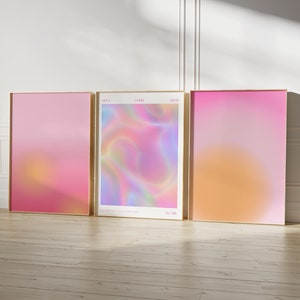 Girly Room Decor Preppy Dorm Decor Pink Orange Gradient Aura Poster Aura Print Psychedelic Poster Wandeko Preppy Wall Art Trendy Girly Print