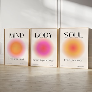 Mind Body Soul Aura Poster Set of 3 Aura Wall Art 3er Set Artful Wall Set Aura Print Manifestation Poster Gift Aura Energy Digital Download