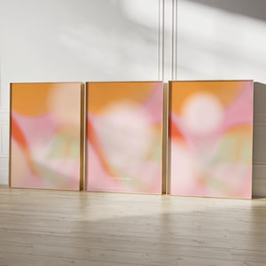 Gute Dinge anziehen Galerie Wand Set Aura Poster Set Farbverlauf Kunst Spirituell Geschenk für Sie Adrette Wohnheim Dekor Aura Druck 3er Set Digital