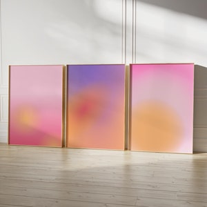 Wanddeko Printable Wall Art Preppy Dorm Decor Aura Poster Gradient Gallery Set of 3 Spiritual Gift for Her Psychedelic Decor Digital Downlod