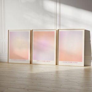 Pink Gradient Aura Poster Set Colourful Aura Print Positive Energy Poster-Set Gradient Art Spiritual Art Gift For Her Digital Download