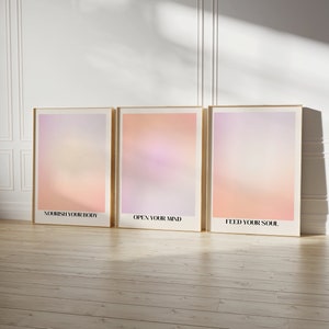 Aura Print, Light Orange Gradient Art, Spiritual Poster, Printable Art, Poster Set of 3, Self-Care Art, Psychedelic Home Decor, Positive Art