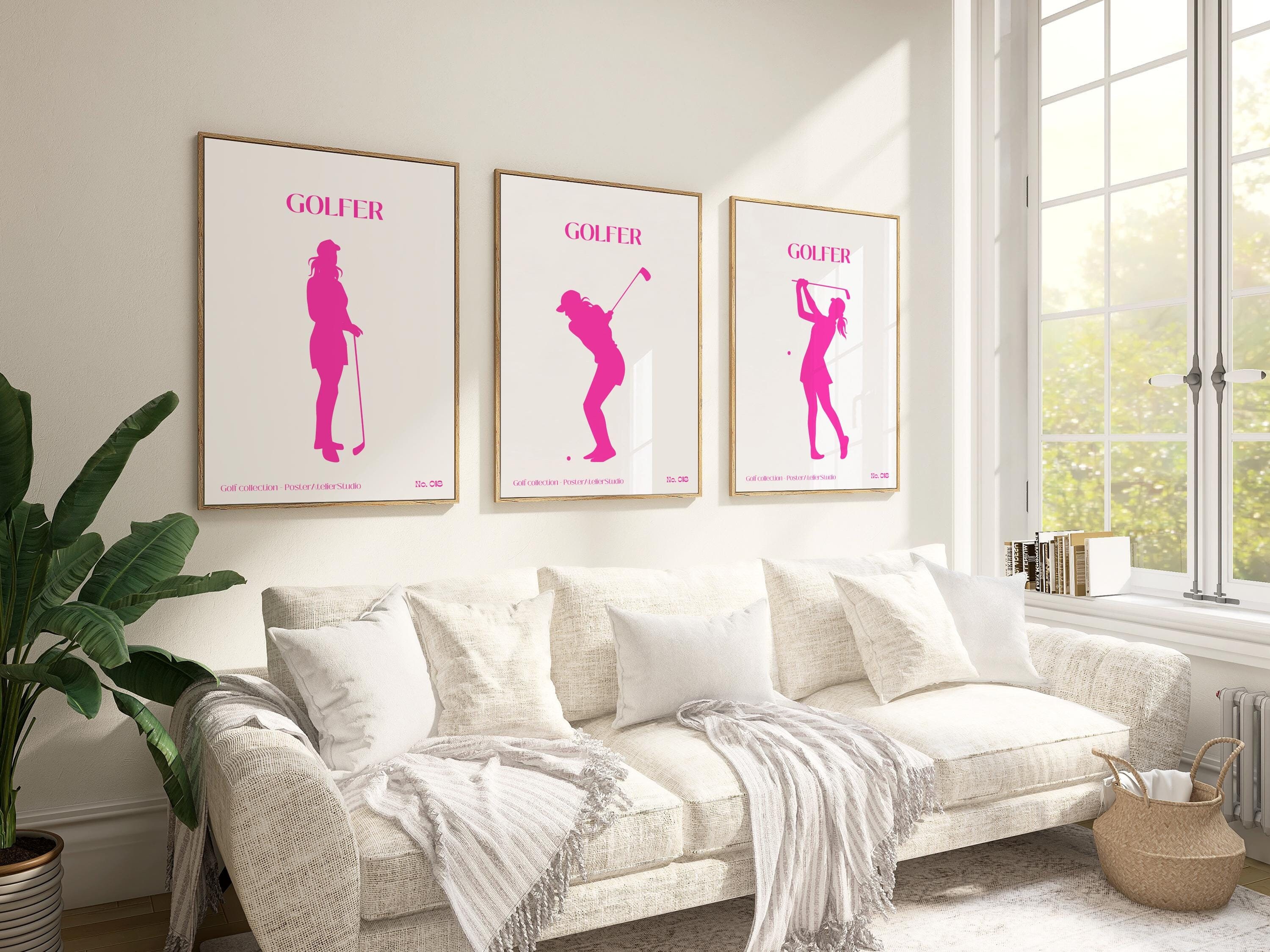 ゴルフポスターセット ピンク ゴルフギフト 女性用 ギャラリーウォール