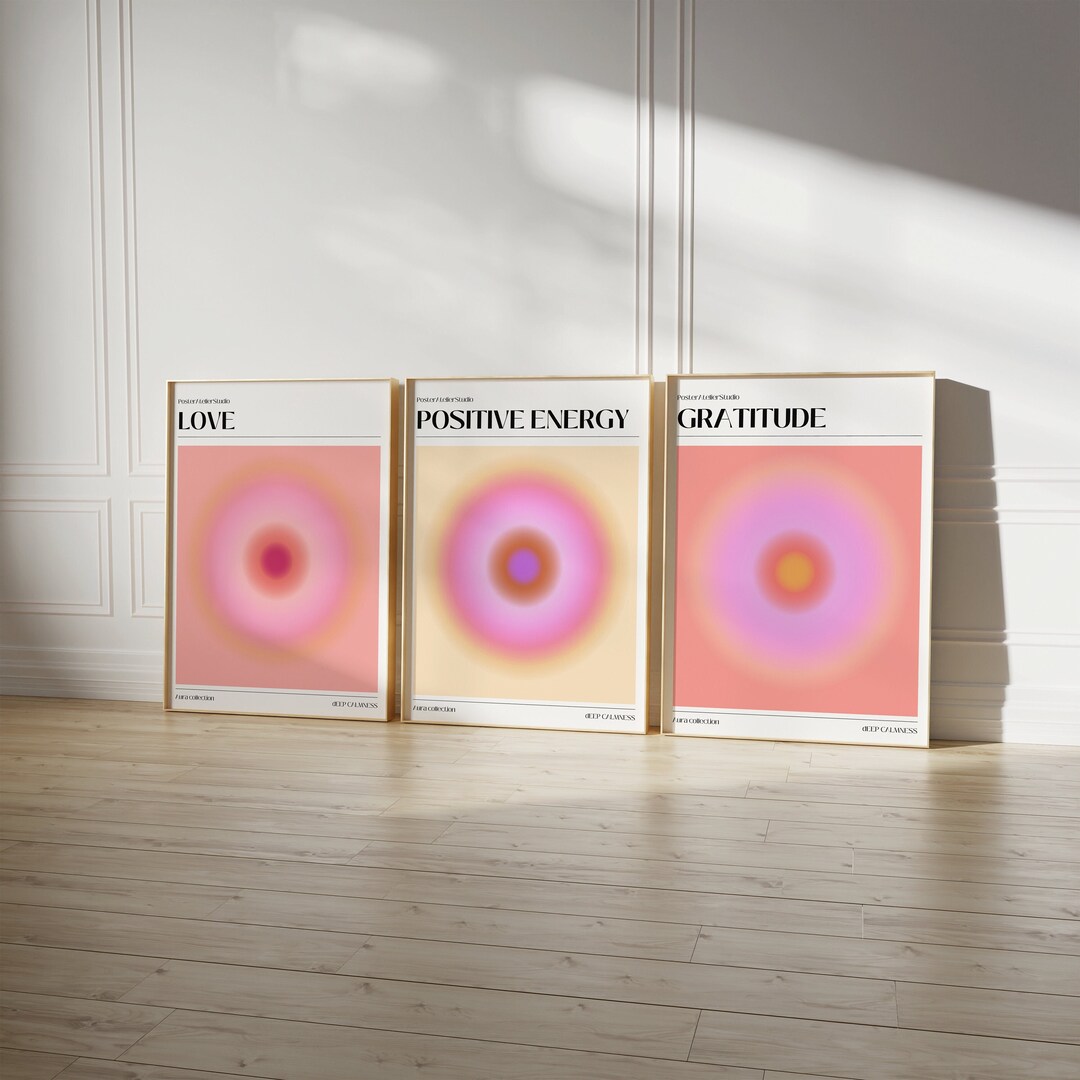 Pink Aura Poster Set of 3 Affirmation Poster Spiritual Wall Art ...