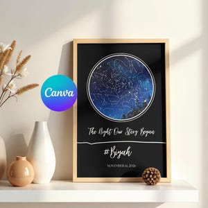 Mapa estelar personalizado, impresión del cielo nocturno, regalo personalizado de aniversario de bodas, regalo de cumpleaños, la noche en que nos conocimos, mapa de constelaciones por fecha (descargar)