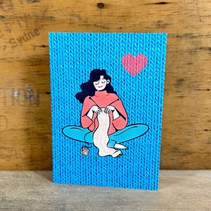 Charming Knitting Greeting Card - Instant Download