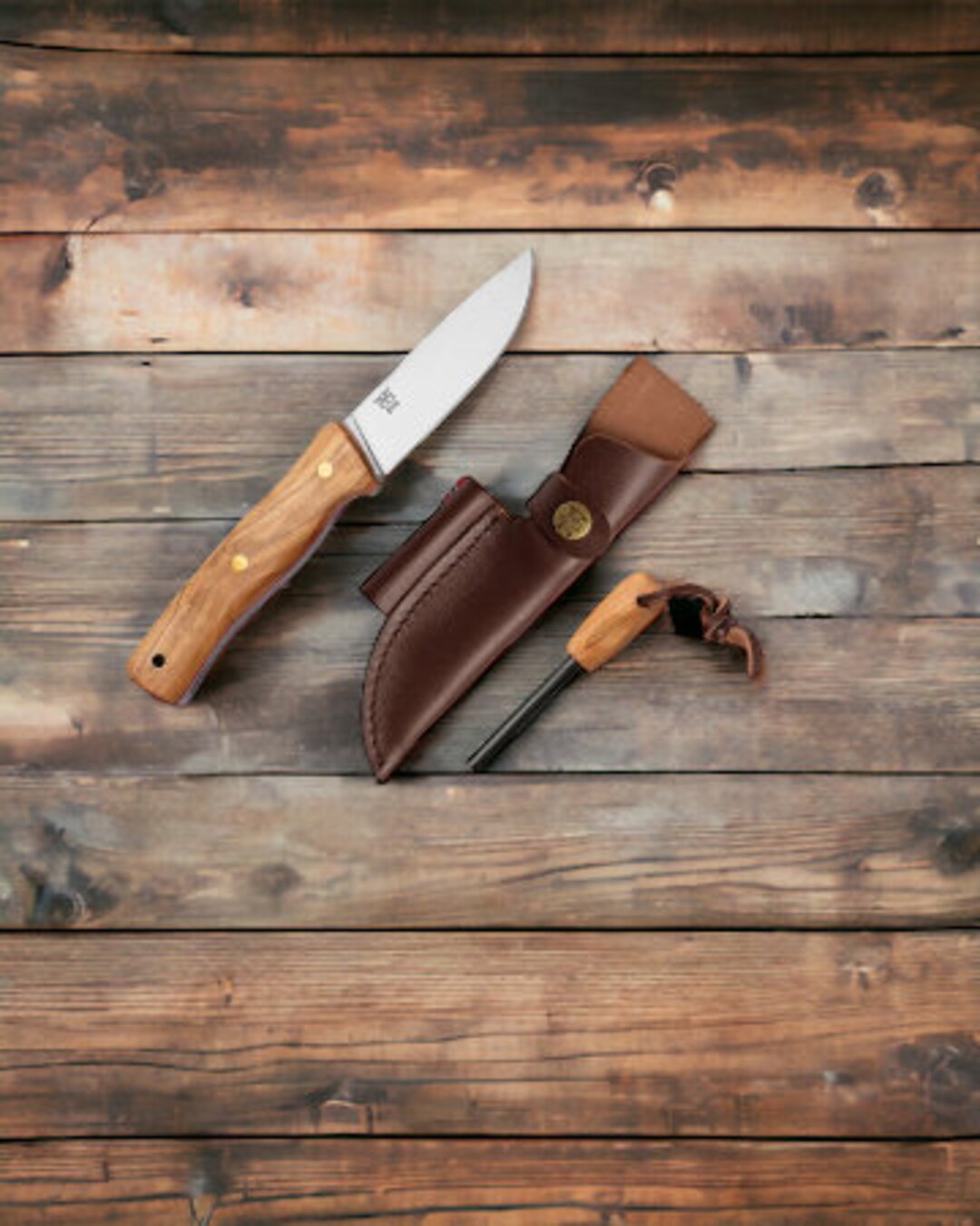 Norwegian Knife With Spark Steel & Olive Wood Handle Durable Etsy