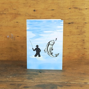 Biglietto pieghevole per la pesca a mosca / Biglietto d'auguri stampabile / Download immediato / Biglietto di compleanno / Biglietto di anniversario / Lettera USA e A4 / Amante della natura