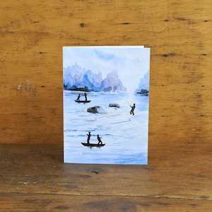 Tarjeta plegable de pesca fluvial / Descarga instantánea / Tarjeta de felicitación inspirada en la naturaleza / Tamaños A4 y carta de EE. UU. / Ocasión especial