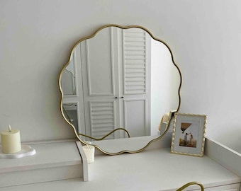 Asymmetrical Wooden Frame Mirror | Irregular Wall Mirror | Modern Home Decor | Handmade Real Glass Mirror | Scandinavian Style