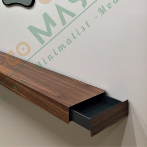 Custom Size Floating Shelf | Wooden Walnut Tv Unit With Hidden Drawers | Hidden Money Box | Secret Gunsafe Shelf | Modern TV Cabinet Shelves