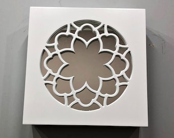 Medicine Cabinet With Mirror / Lotus Shapped Bathroom Cabinet Wall Mounted / Floating Shelf Wooden Wall Decor / Kitchen Organizer