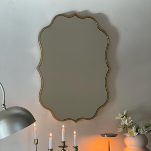 Wooden Framed Mirror | Gold Framed Mirror | Modern Mirror | Luxury Mirror image 2