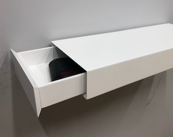 Weiß Tv-Schrank aus Holz mit versteckten Schubladen | Benutzerdefinierte Größe schwebendes Regal | Versteckte Spardose | Geheimes Gunsicher Regal | Moderne TV Schrank Regale