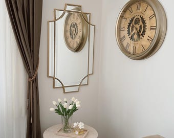 Luxury Asymmetrical Wooden Frame Mirror | Irregular Wall Mirror | Modern Home Decor | Handmade Real Glass Mirror | Scandinavian Style