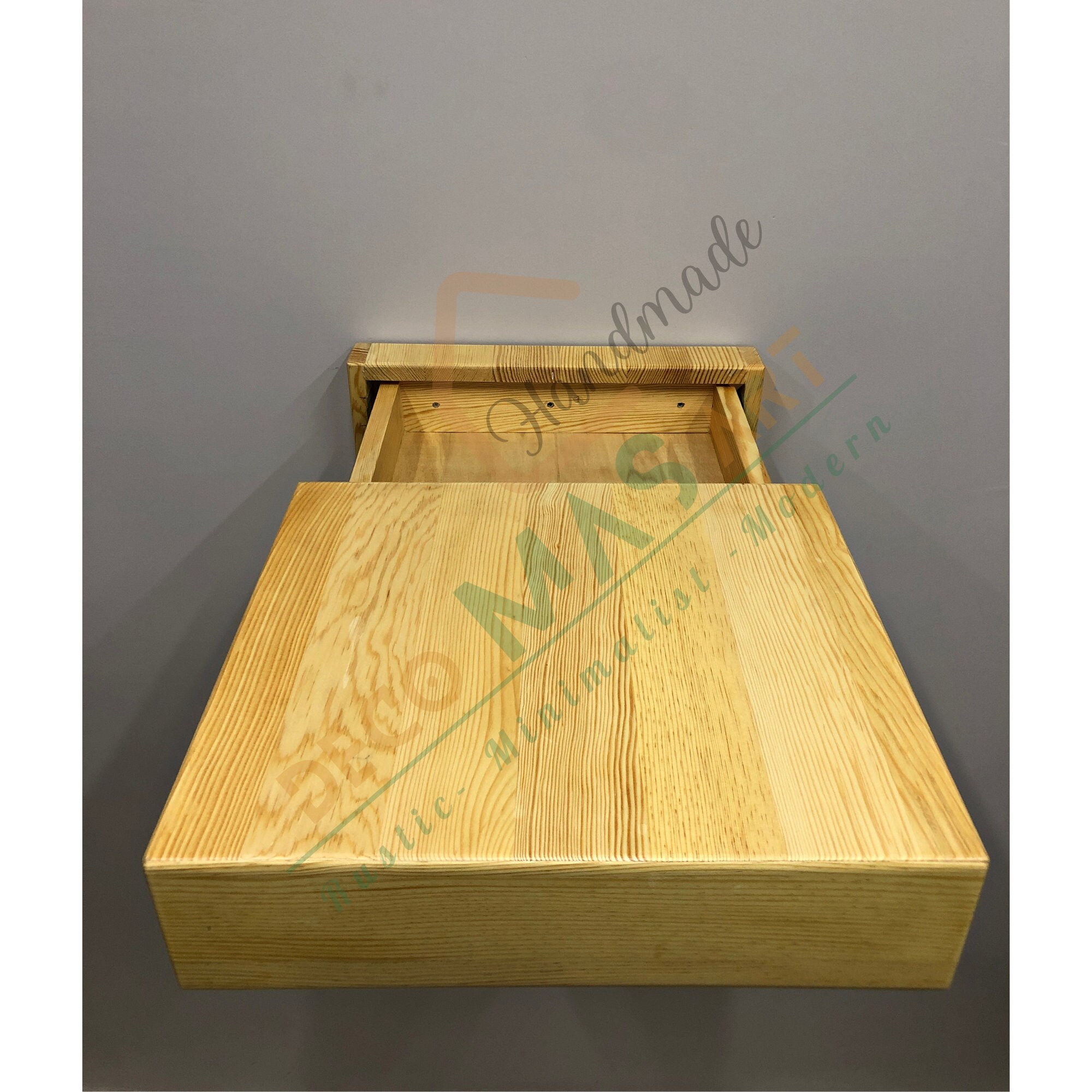 Custom Size Floating Nightstand / Modern Wooden Bedroom Decor / Wall