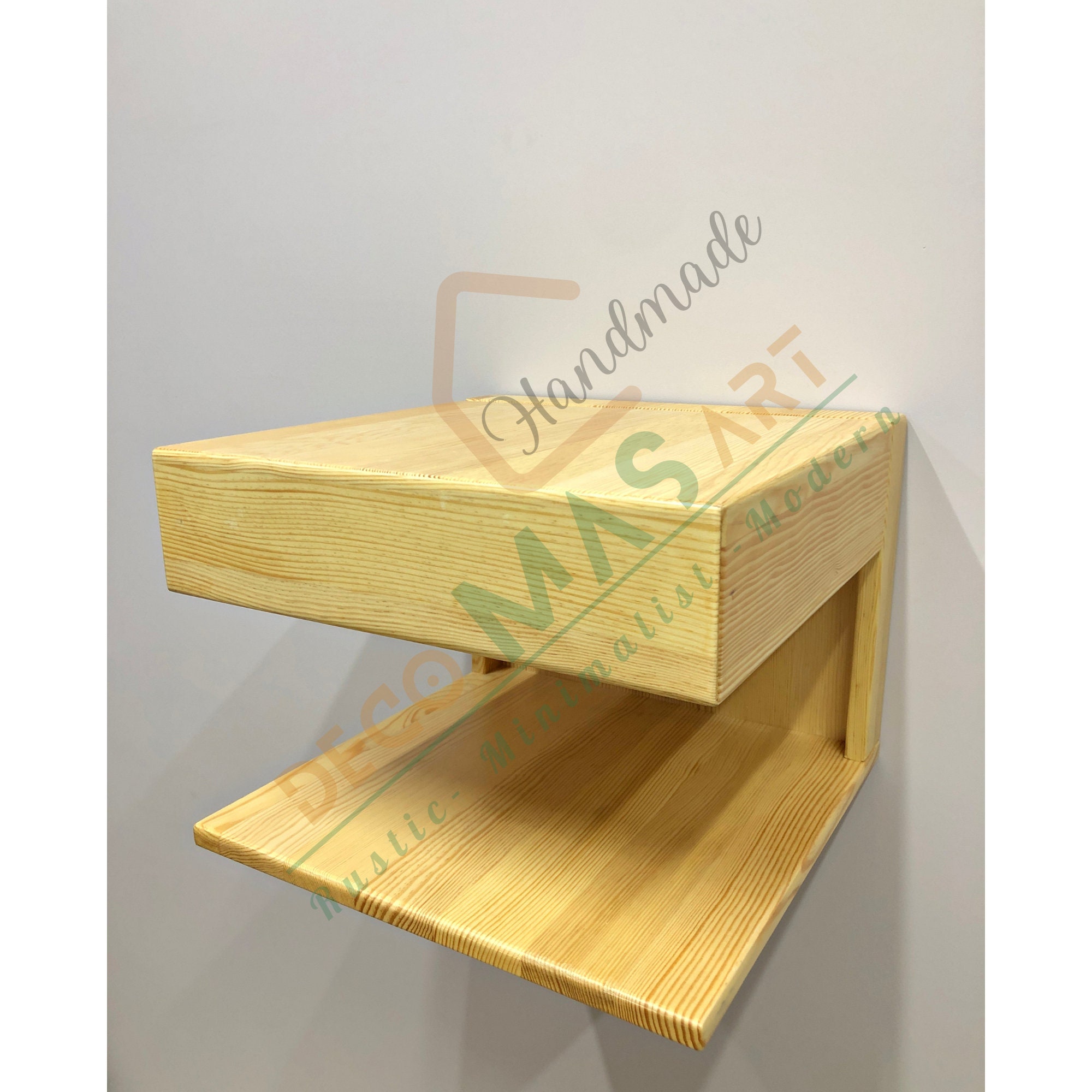 Custom Size Floating Nightstand / Modern Wooden Bedroom Decor / Wall