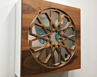 Bathroom Cabinet Wall Mounted / Medicine Cabinet With Mirror / Floating Shelf Wooden Walnut Wall Decor / Washbasin Mirror