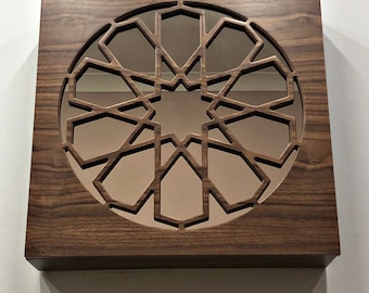 Medicine Cabinet With Mirror / Dark  Walnut Bathroom Cabinet Wall Mounted /  Floating Shelf Wooden Walnut Wall Decor / Washbasin Mirror