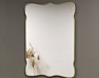 Wavy Mirror / Asymmetrical Mirror Home Decor / Irregular Mirror Wall Decor / Gold Framed Italian Style Decor Mirror / Undulating Wall Mirror